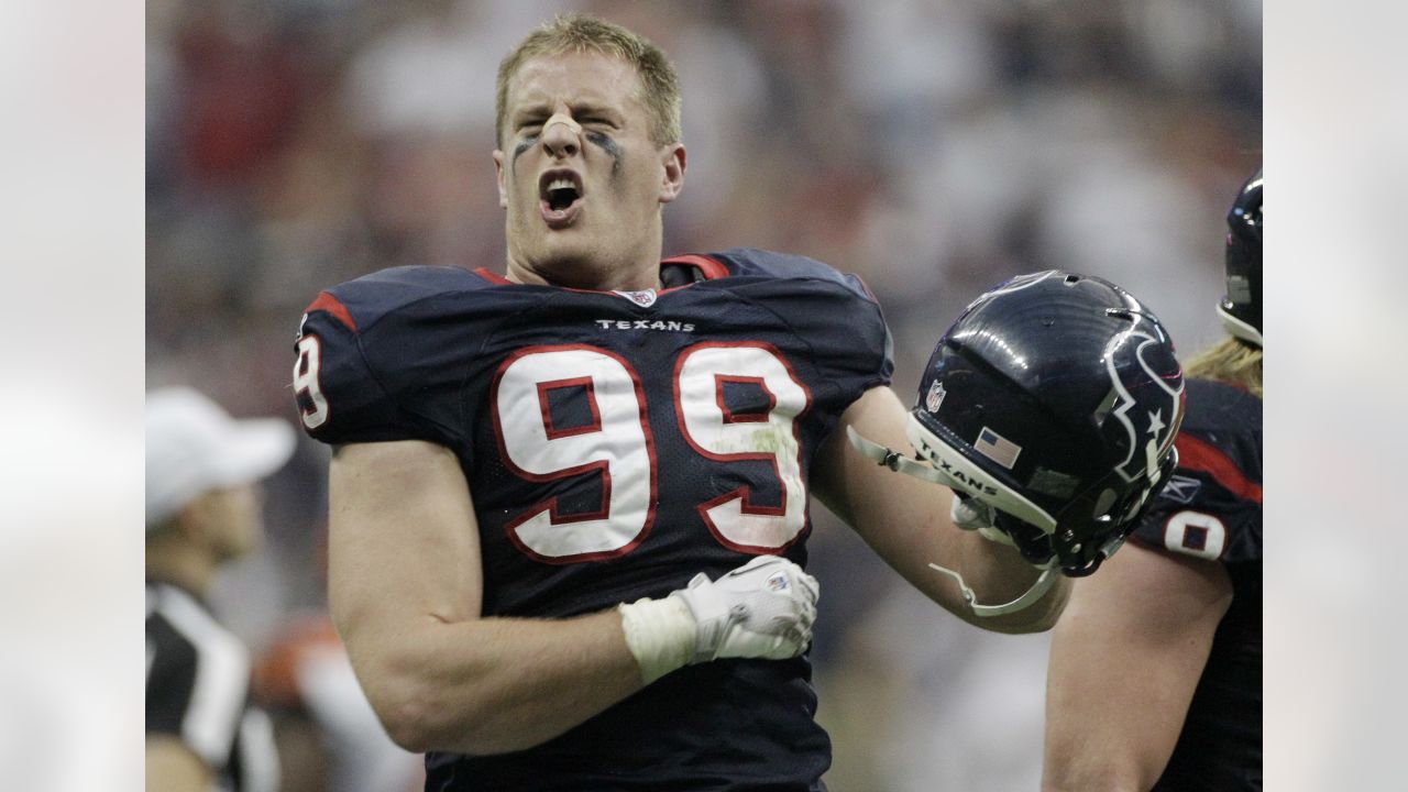 Houston, USA. 18 August 2018. The Walter Payton award on Houston Texans  defensive end J.J. Watt (99) jersey during a preseason NFL football game  between the Houston Texans and the San Francisco