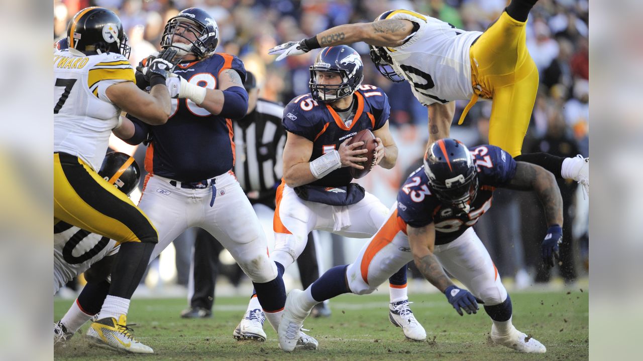 Head coach John Fox talks to Tim Tebow during the second half of an NFL  football game against the Minnesota Vikings – Denver Broncos History