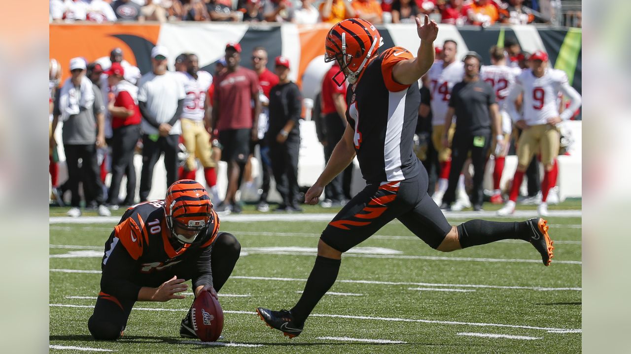 Cincinnati Bengals tight end Tyler Eifert (85) celebrates his touchdown  during the first half an NFL football game against the San Francisco 49ers,  Sunday, Sept. 15, 2019, in Cincinnati. (AP Photo/Frank Victores