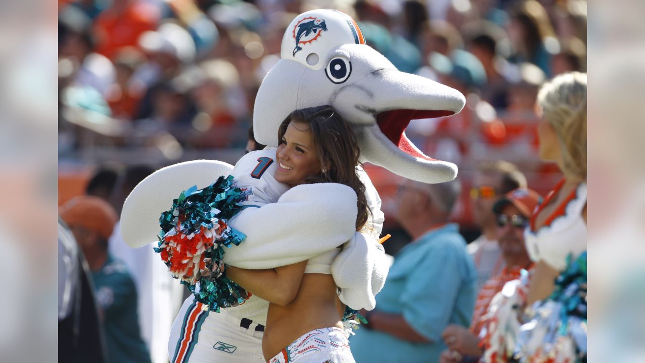 Miami Dolphins mascot T.D. runs onto the field before the start of