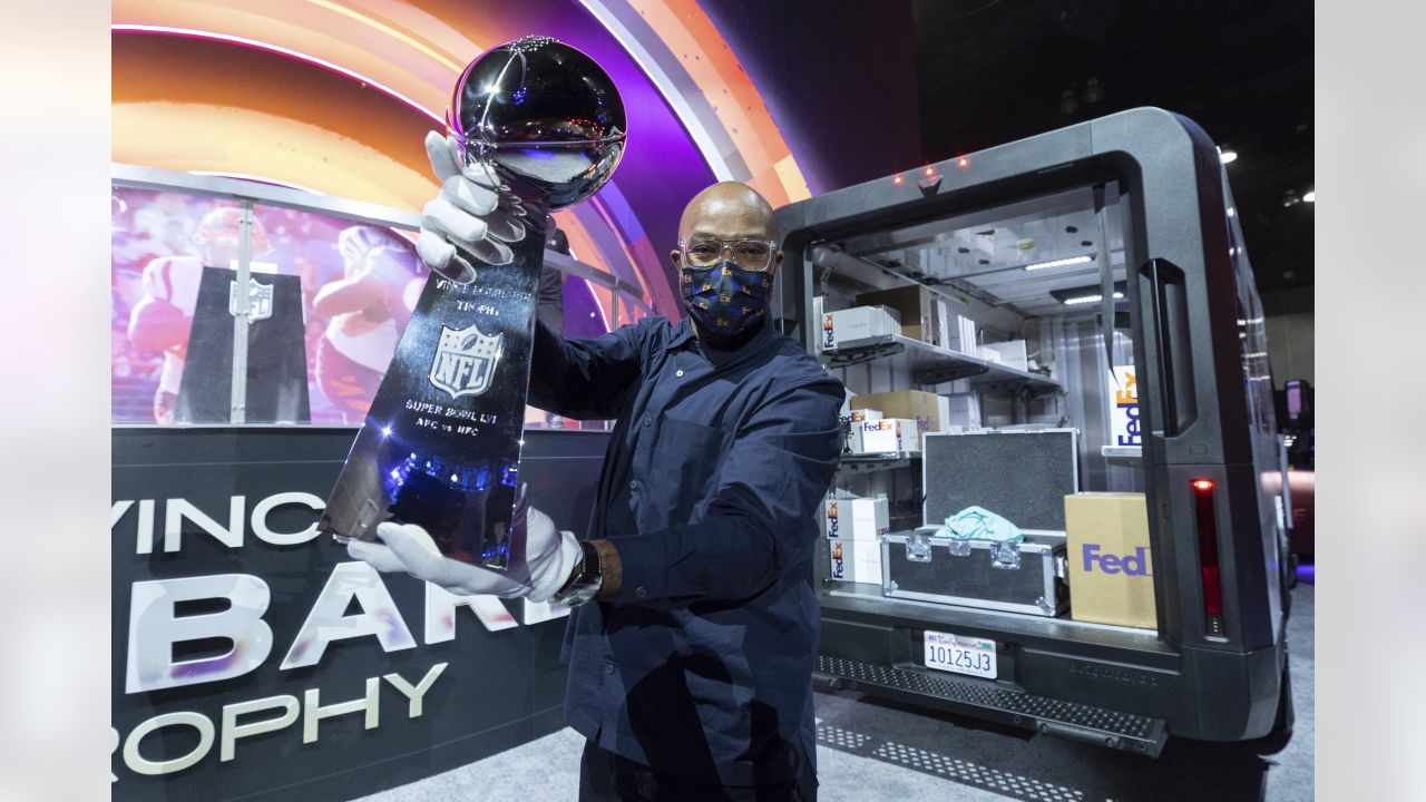 Vince Lombardi Trophy on display at NFL store in Las Vegas