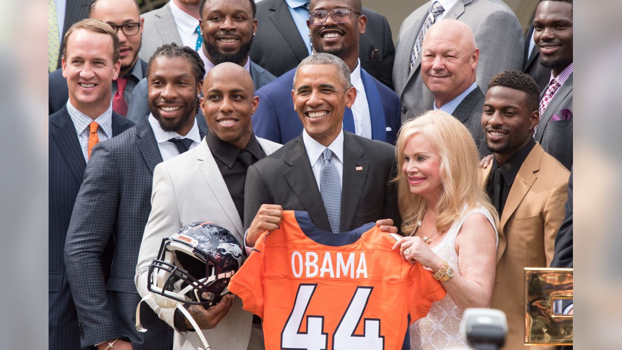 Barack Obama hosts Denver Broncos at White House