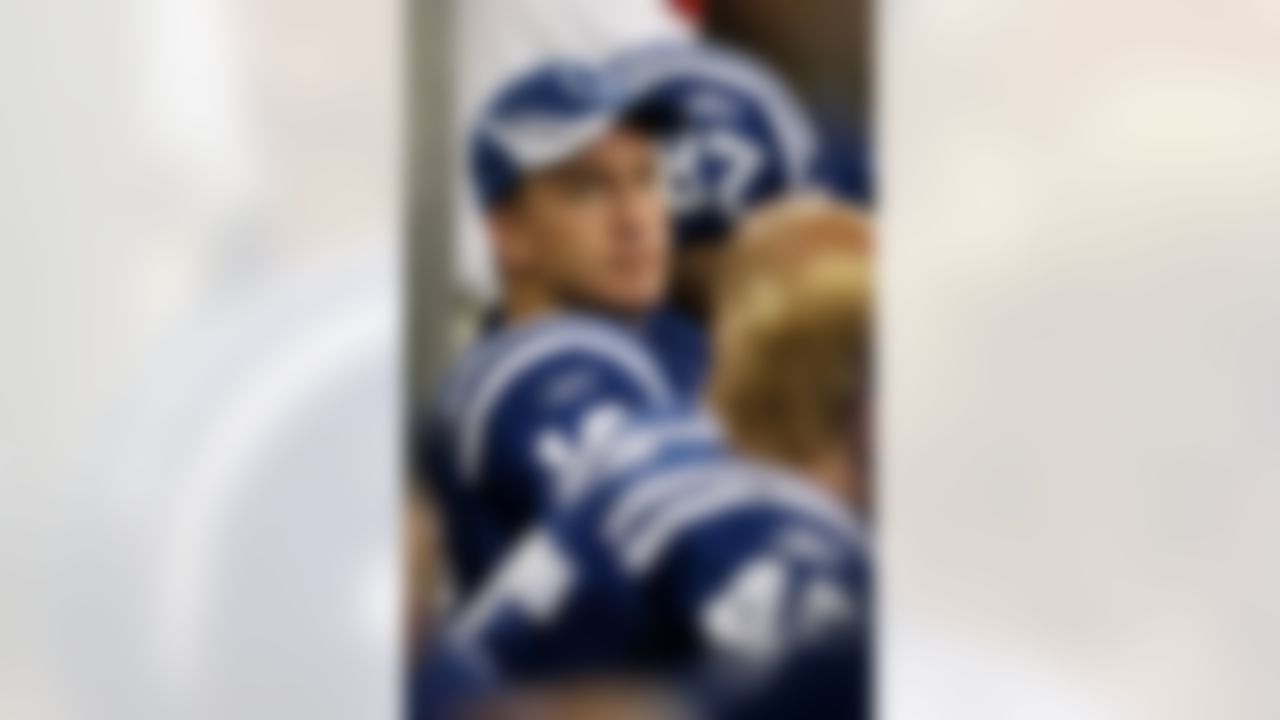 INDIANAPOLIS - SEPTEMBER 06: Quarterback Peyton Manning #18 of the Indianapolis Colts sits on the bench during their game against the New Orleans Saints in the first NFL game of the season at the RCA Dome on September 6, 2007 in Indianapolis, Indiana. (Photo by Jonathan Daniel/Getty Images)