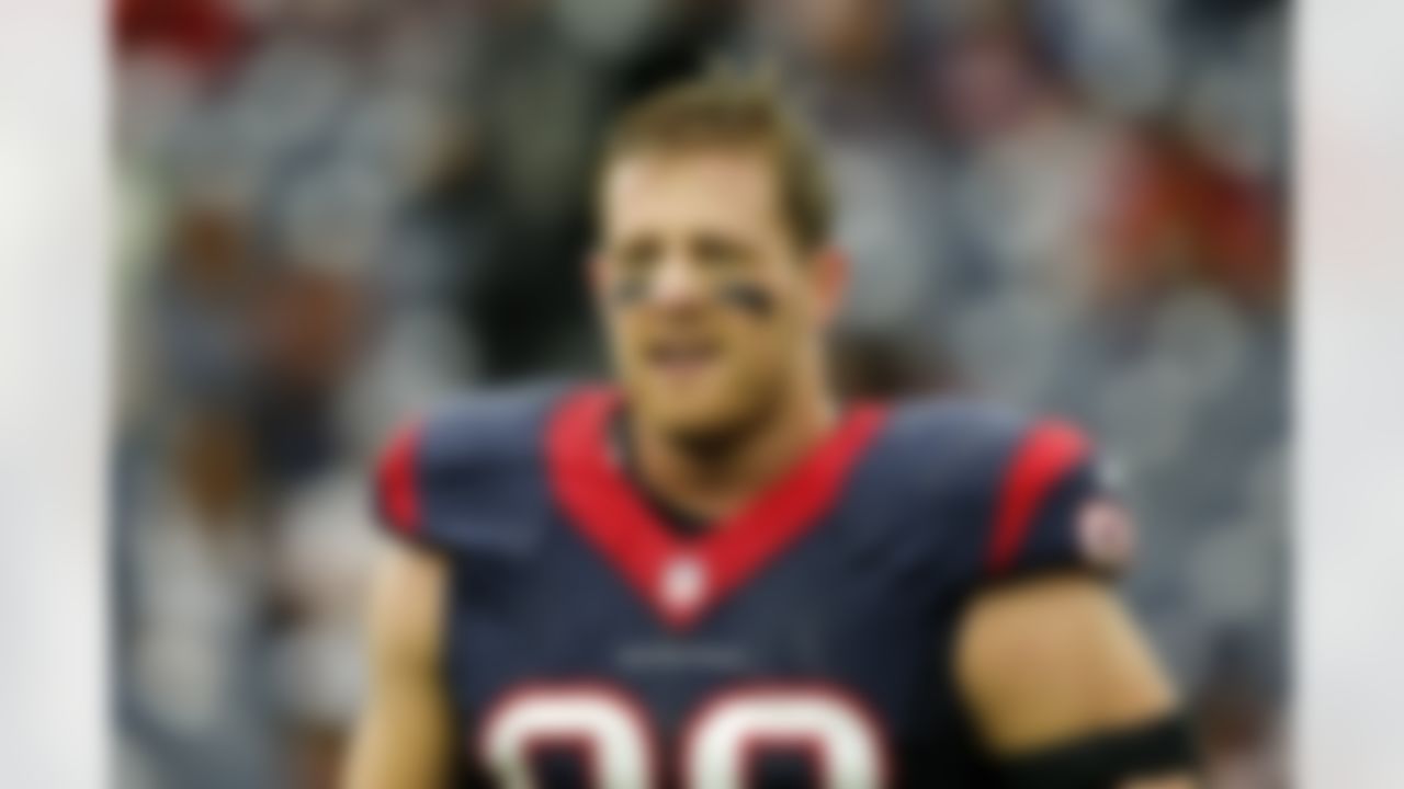 Houston Texans defensive end J.J. Watt (99) during the NFL wild card playoff football game against the Kansas City Chiefs on Saturday, Jan. 9, 2016 in Houston. The Chiefs won, 30-0. (Ric Tapia via AP)