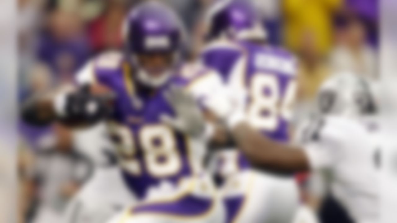 Peterson took the NFL by storm as he challenged Eric Dickerson's single-season rushing mark for rookies and didn't slow down until an MCL and ACL tear ended his 2011 season. Even then, he still rushed for 970 yards and 12 touchdowns in just 12 games.