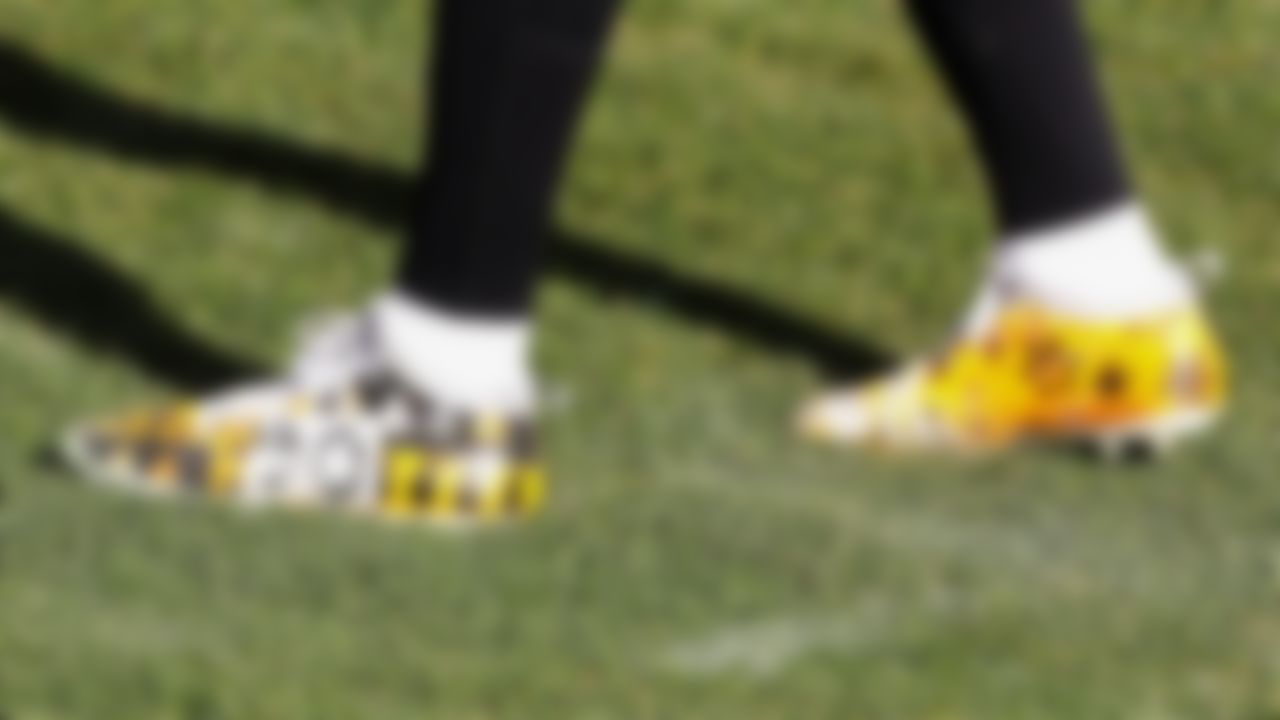 Pittsburgh Steelers outside linebacker T.J. Watt (90) cleats are seen on Sunday, December 27, 2020 in Pittsburgh, Pennsylvania.