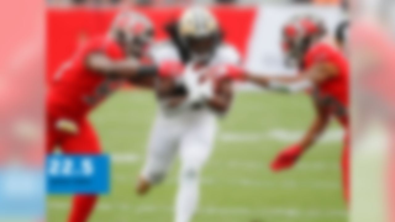 115 scrimmage yards, TD; 5 rec
