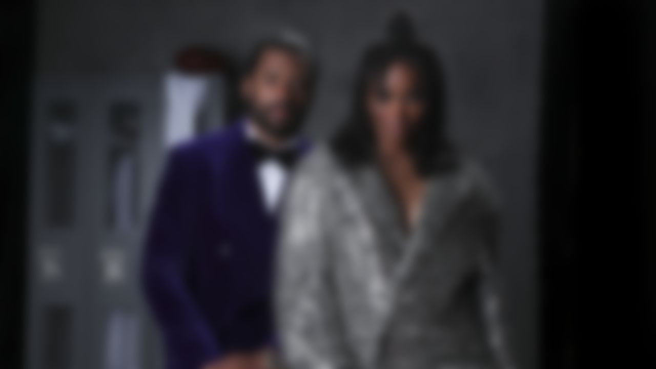 Seattle Seahawks quarterback Russell Wilson and Ciara pose for a photo backstage during the 9th Annual NFL Honors awards show, Saturday, Feb. 1, 2020 in Miami.