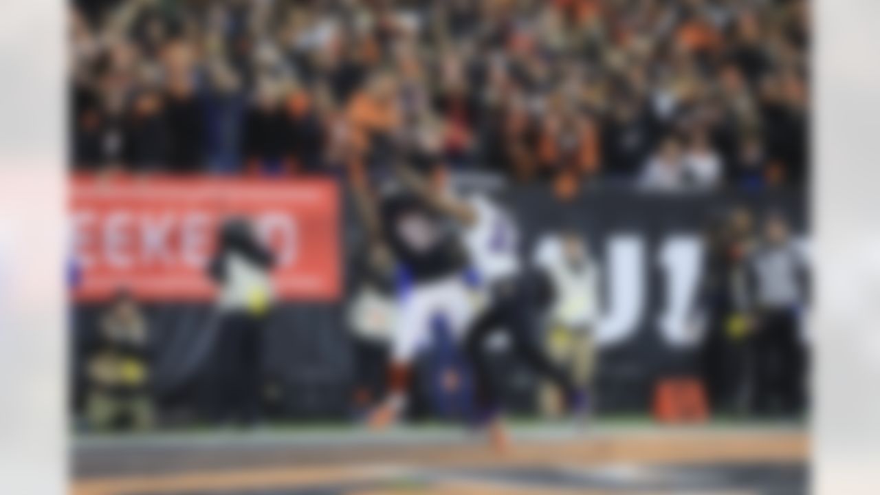 Cincinnati Bengals wide receiver Tee Higgins (85) attempts to make a catch during an NFL Super Wild Card Weekend playoff game against the Baltimore Ravens on Sunday, January 15, 2023 in Cincinnati, Ohio.