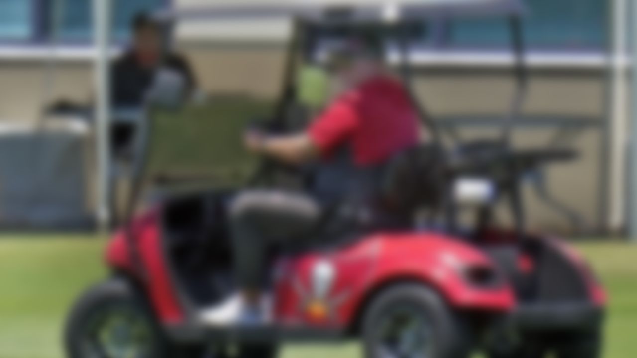Tampa Bay Buccaneers head coach Bruce Arians looks on during an NFL football rookie minicamp Friday, May 14, 2021, in Tampa, Fla.