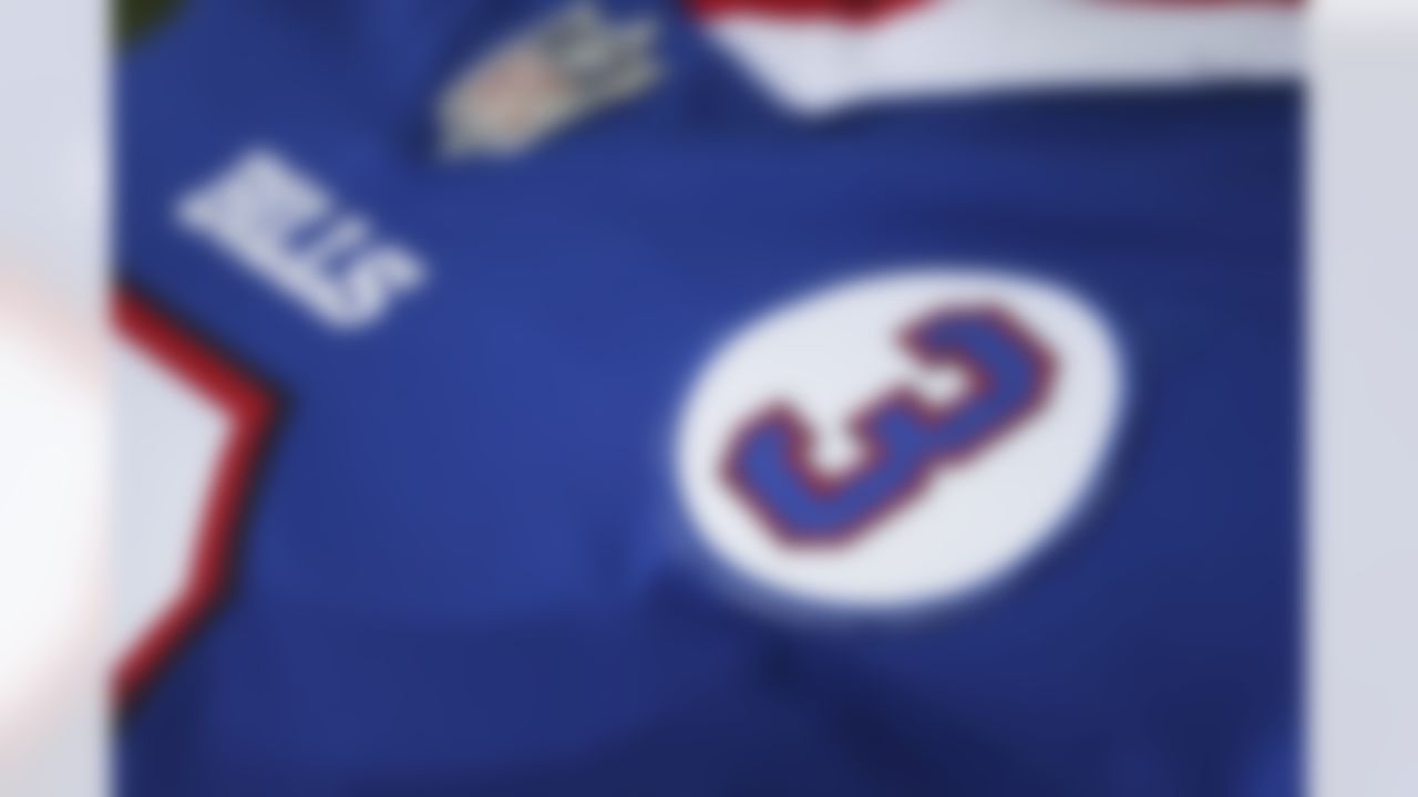 A patch showing support for Buffalo Bills safety Damar Hamlin is seen on a Bills jersey before an NFL football game against the New England Patriots on Sunday, Jan. 8, 2023, in Orchard Park, N.Y.