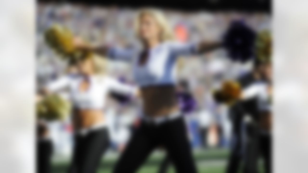 Baltimore Ravens cheerleaders perform during the first half of an NFL wild card playoff football game against the Baltimore Ravens, Sunday, Jan. 6, 2013, in Baltimore. (AP Photo/Nick Wass)
