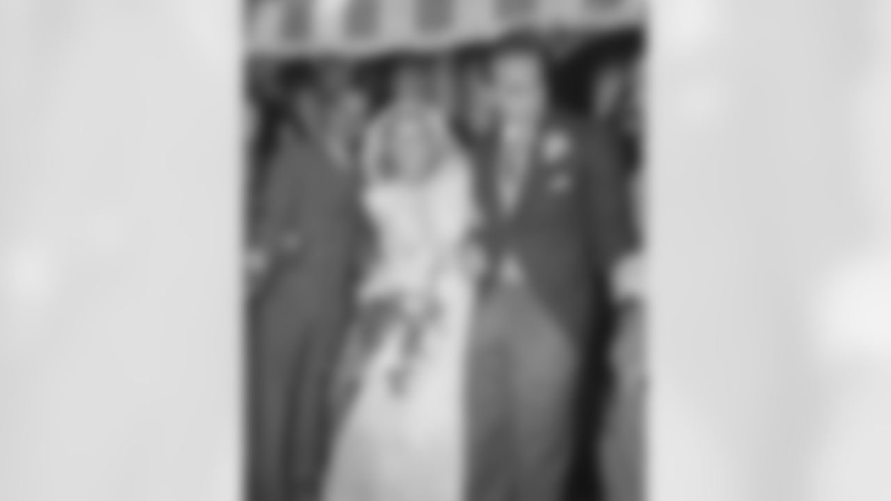 William Clay Ford and his bride, Martha Parke Firestone, leave St. Paul's Episcopal Church in Akron, Ohio, after their wedding, June 21, 1947. (AP Photo/Harold Valentine)