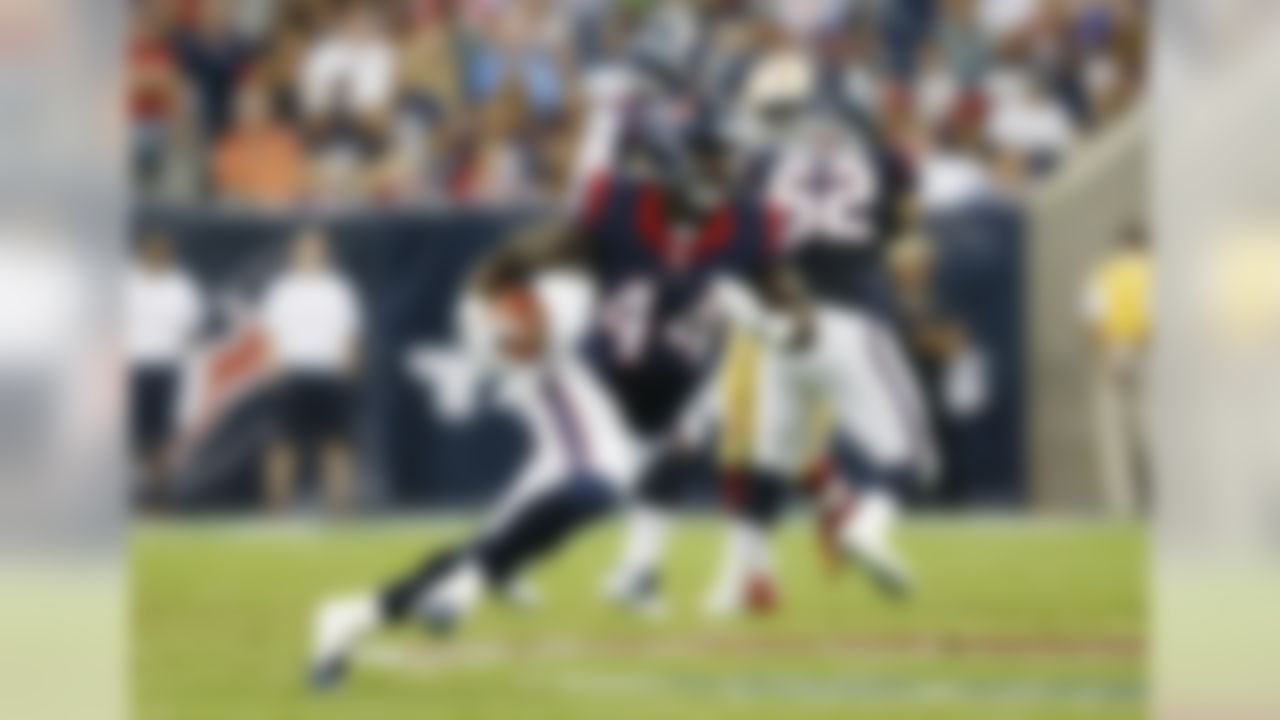 Houston Texans rookie running back Alfred Blue (44) runs for a gain during an NFL preseason football game against the San Francisco 49ers at NRG Stadium on Thursday August 28, 2014 in Houston, Texas. San Francisco won 40-13. (Aaron M. Sprecher/NFL)