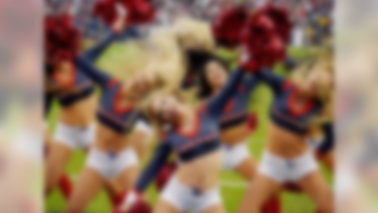 Houston Texans cheerleaders perform during an AFC wild card playoff game against the Cincinnati Bengals at Reliant Stadium. (Kirby Lee/US Presswire)
