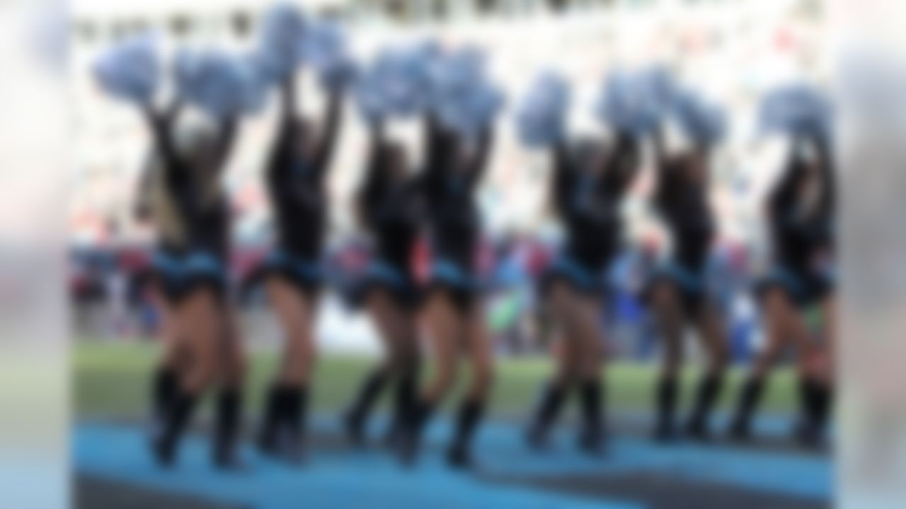 Carolina Panthers cheerleaders perform during an NFC divisional playoff NFL football game against the San Francisco 49ers at Bank of America Stadium on Sunday, Jan. 12, 2014, in Charlotte, North Carolina. The 49ers won 23-10. (Perry Knotts/NFL)