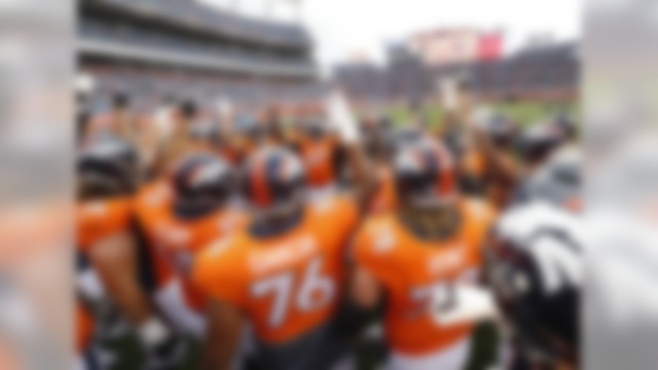 The Denver Broncos huddle up prior to an NFL preseason football game against the Arizona Cardinals, Thursday, Aug. 31, 2017, in Denver. (AP Photo/Jack Dempsey)