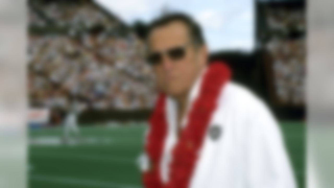 Al Davis, managing general partner of the Raiders, is introduced as a member of the Pro Football Hall of Fame Class of 1992 on the field before the NFC's 21-15 victory over the AFC in the 1992 NFL Pro Bowl played on Feb. 2, 1992 at Aloha Stadium in Honolulu, Hawaii. (National Football League)