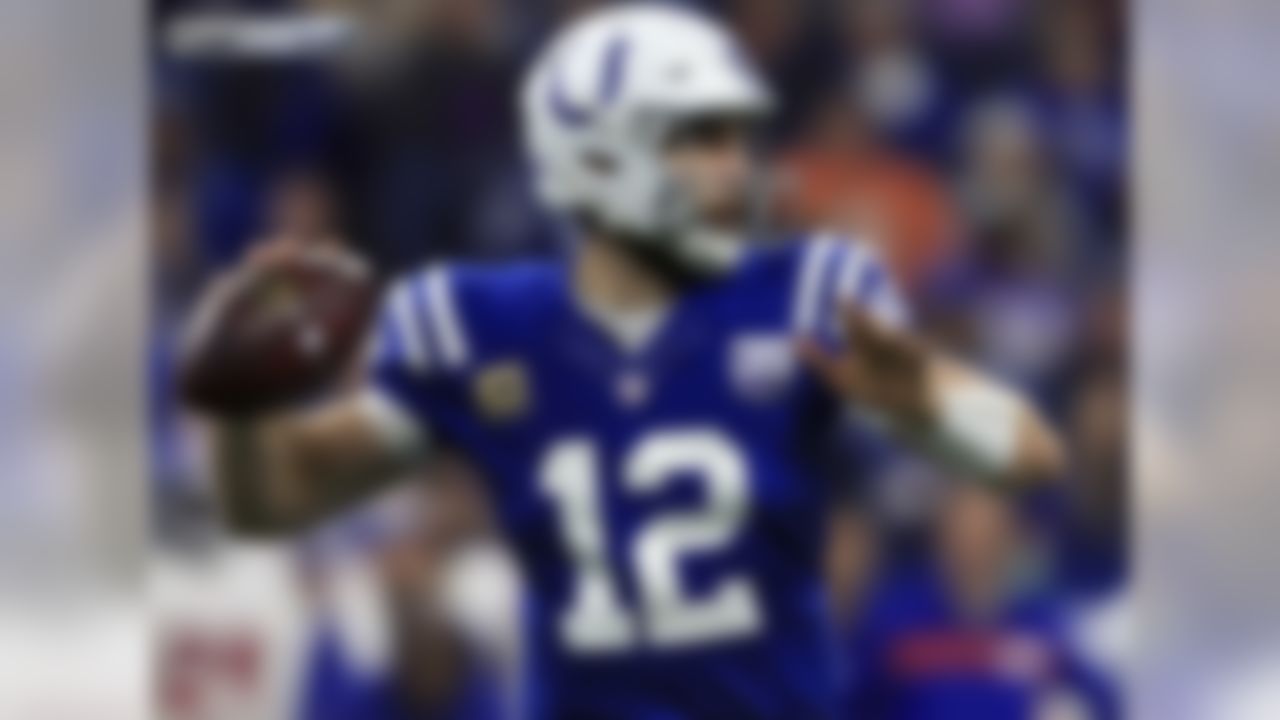 Andrew Luck won Comeback Player of the Year in 2018 on the back of 4,593 passing yards and 39 passing touchdowns, after missing the entire 2017 season. Luck's eye-popping 275.2 career pass YPG is the second-highest in the Super Bowl era behind only Drew Brees (min. 20 games). Luck threw touchdown passes to 13 different receivers, which tied an NFL single-season record, joining Drew Brees in 2018 and Matt Ryan in 2016.