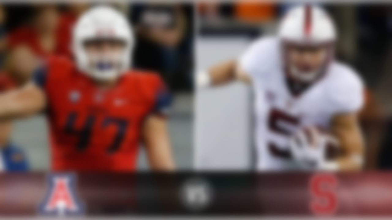 Details: Saturday, 10:30 p.m. ET, Pac-12 Network
What's at stake? The Wildcats' defense once again will have to take the field without injured LB Scooby Wright. With a win, Stanford can improve to 3-0 in Pac-12 play.
Matchup to watch: Arizona LB Jake Matthews vs. Stanford RB Christian McCaffrey
Game picks:
Brandt: Stanford, 41-27
Brooks: Stanford, 13-10
Davis: Stanford, 35-24
Goodbread: Arizona, 30-17
Jeremiah: Stanford, 31-24
Reuter: Stanford, 34-17
Zierlein: Arizona, 24-23