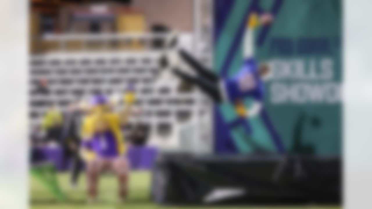 Minnesota Vikings wide receiver Justin Jefferson (18) goes up for a catch during the best catch segment of the 2022 Pro Bowl Skills Showdown on Wednesday, February 2, 2022 in Las Vegas, Nevada.