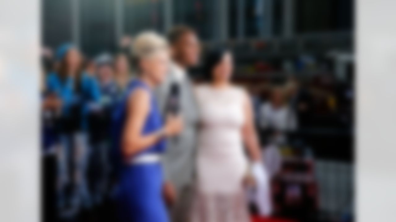 Eric Ebron gives an interview on the red carpet during the 2014 NFL Draft at Radio City Music Hall on May 8, 2014 in New York, NY. (Ben Liebenberg/NFL)