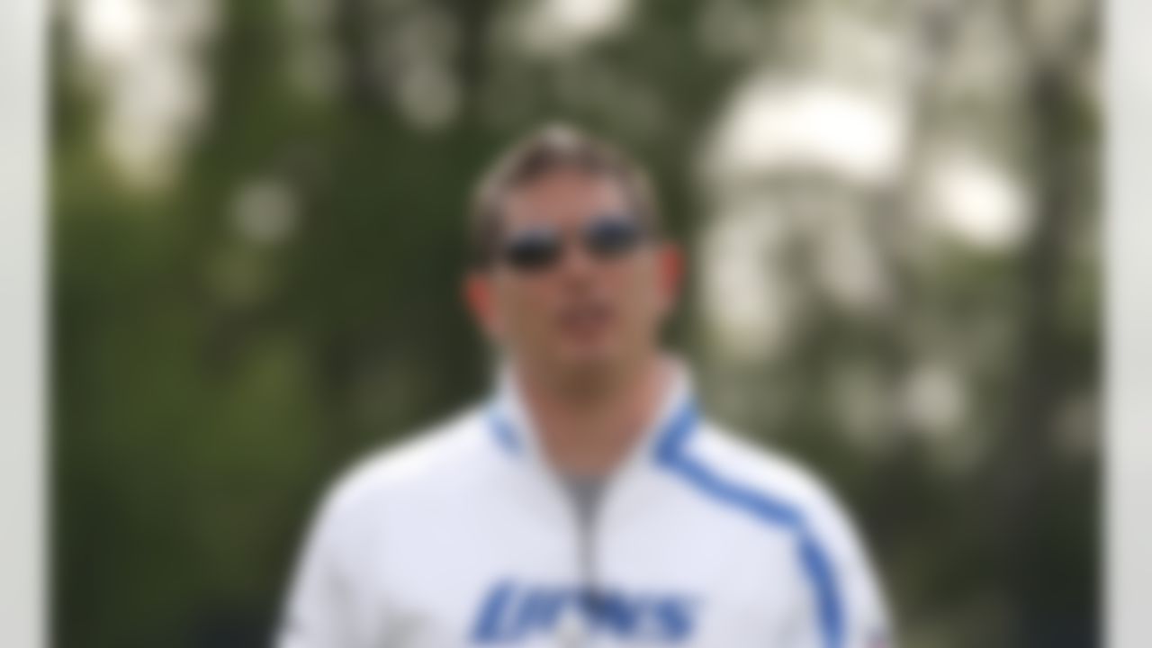 Detroit Lions head coach Jim Schwartz looks over drills during rookie football mini-camp at the team's practice facility in Allen Park, Mich, Friday, April 30, 2010. (AP Photo/Carlos Osorio)
