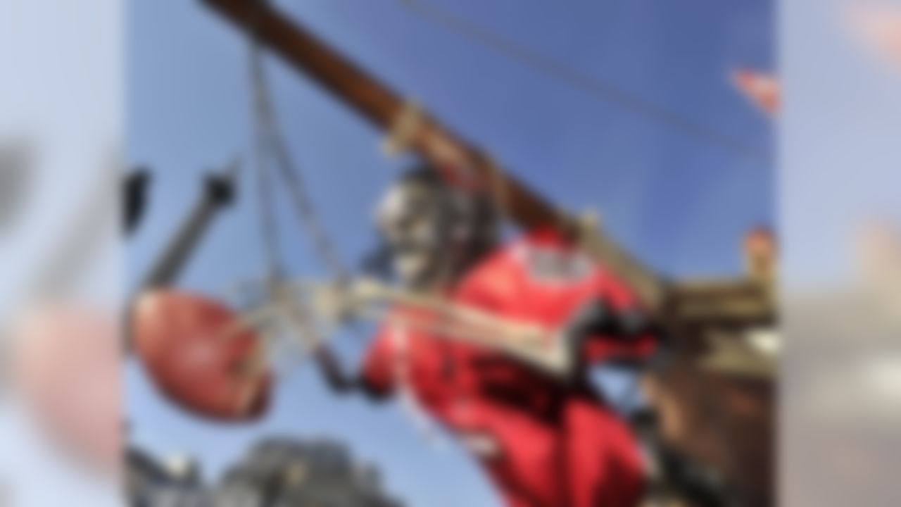 A Tampa Bay Buccaneers pirate ship is seen during the NFL fan rally in Trafalgar Square, London on October 22, 2011 (Sean Ryan/NFL)