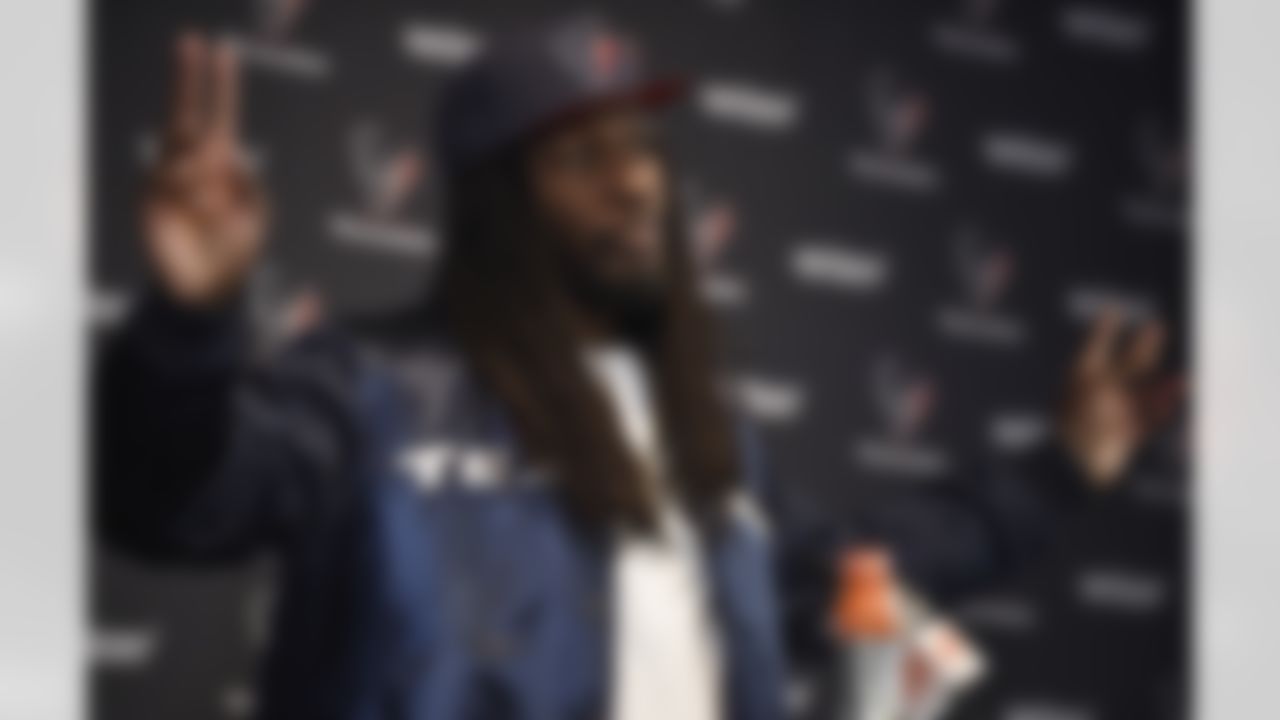 Houston Texans defensive end Jadeveon Clowney talks to the media after beating the Jacksonville Jaguars in an NFL football game Sunday, Dec. 18, 2016, in Houston. (AP Photo/Eric Christian Smith)