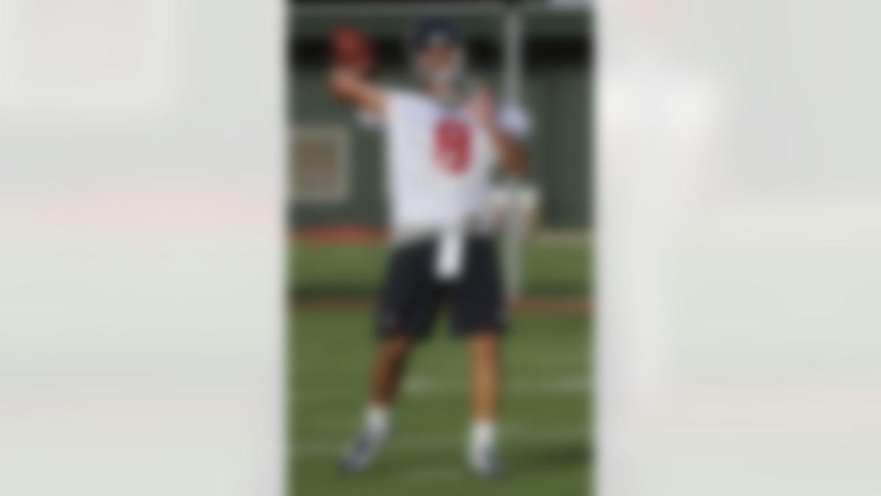 Houston Texans'  Matt Schaub throws a pass on the first day of NFL football training camp Saturday, July 28, 2012, in Houston. (AP Photo/Pat Sullivan)