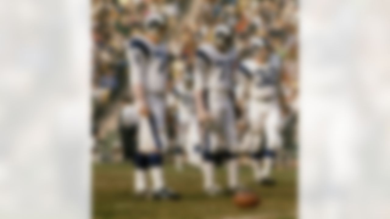 Los Angeles Rams Hall of Fame defensive linemen Merlin Olsen (74) and Deacon Jones (75) with linebacker Jack Pardee (32) during a 17-16 loss to the Chicago Bears on December 8, 1968, at the Los Angeles Memorial Coliseum in Los Angeles, California. (National Football League)