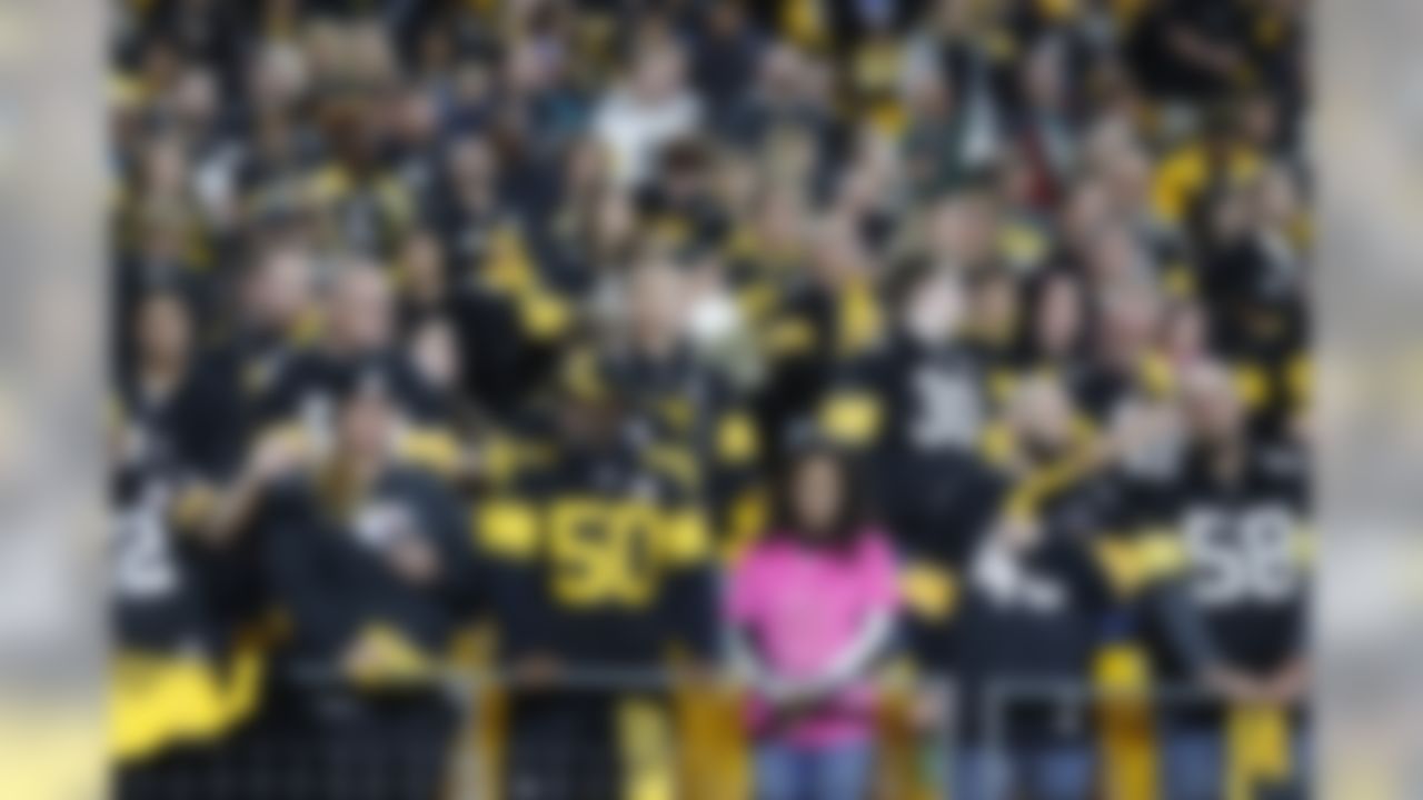 Fans at Heinz Field stand for moment of silence in memory of the attack on the Tree of Life Synagogue a year ago on Oct. 27, 2018, before an NFL football game between the Pittsburgh Steelers and the Miami Dolphins in Pittsburgh, Monday, Oct. 28, 2019. (AP Photo/Keith Srakocic)