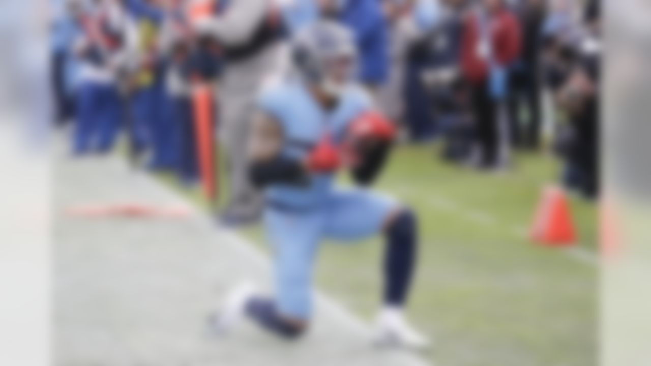 Tennessee Titans strong safety Kenny Vaccaro gets up after intercepting a pass against the Houston Texans in the first half of an NFL football game Sunday, Dec. 15, 2019, in Nashville, Tenn. (AP Photo/James Kenney)