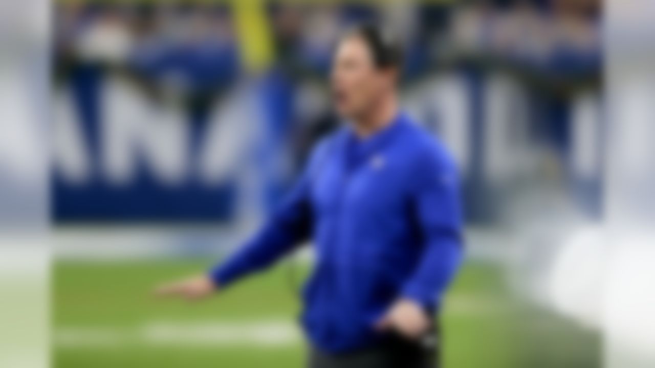 New York Giants head coach Pat Shurmur gestures on the sidelines during the first half of an NFL football game against the Indianapolis Colts in Indianapolis, Sunday, Dec. 23, 2018.