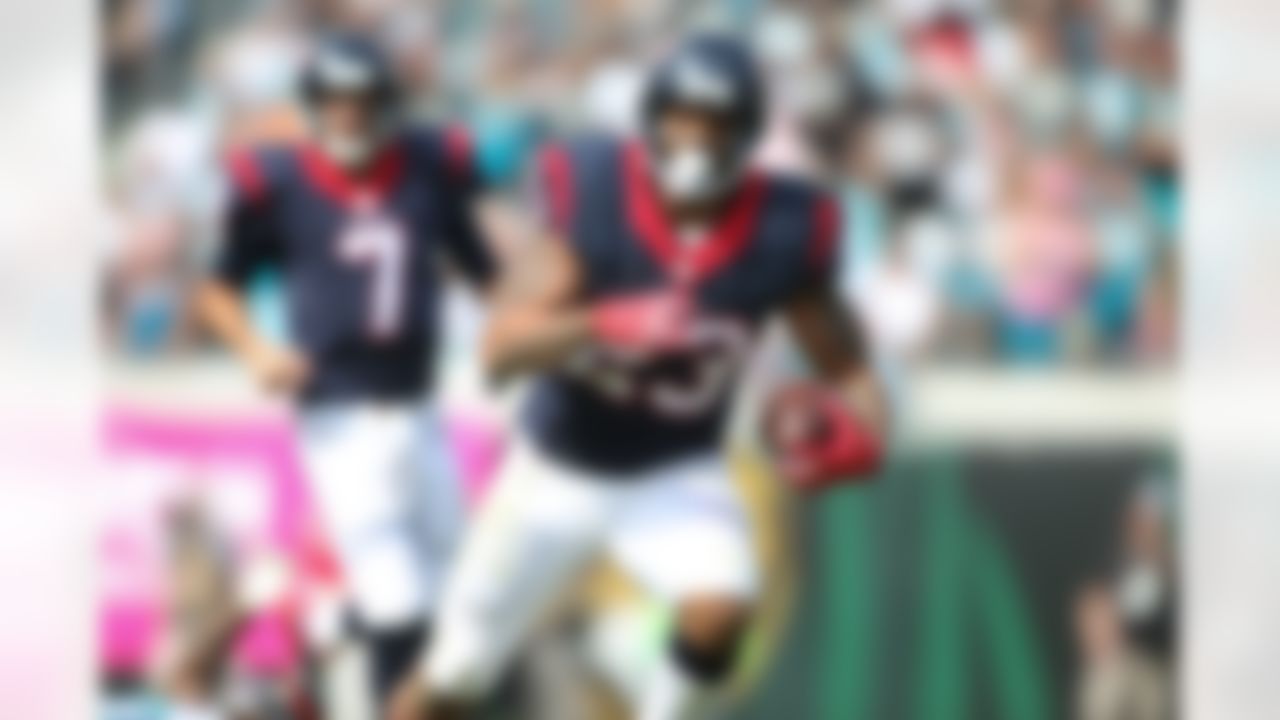 Houston Texans running back Arian Foster (23) rushes for a gain during an NFL football game against the Jacksonville Jaguars at EverBank Field on Sunday, Oct. 18, 2015 in Jacksonville, Fla. (Perry Knotts/NFL)