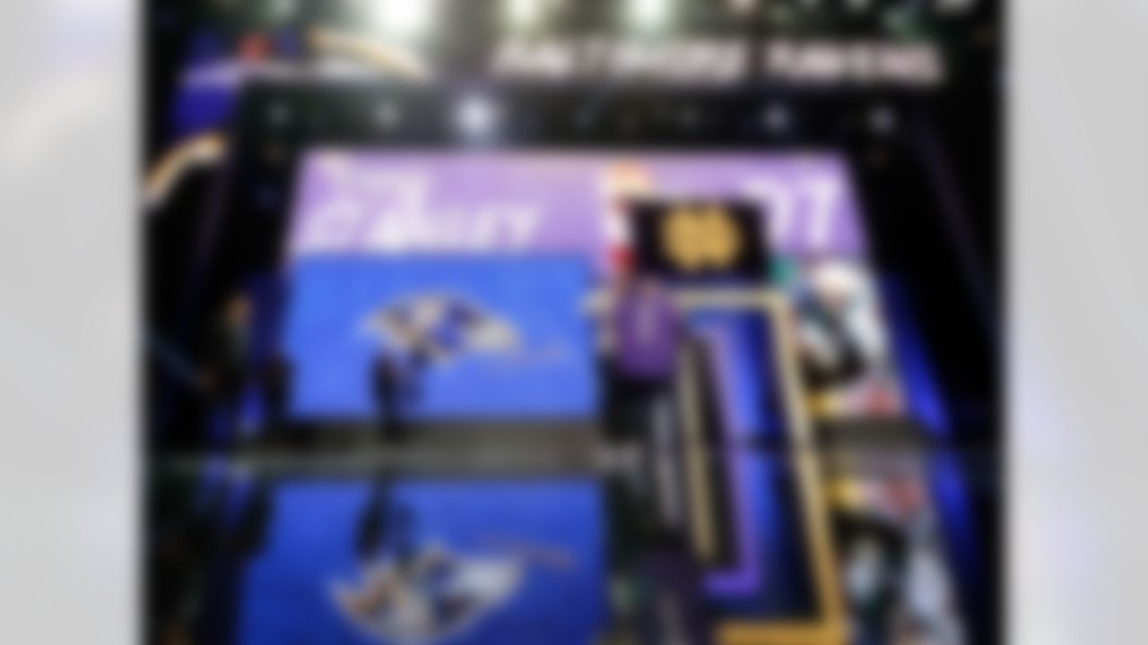 Notre Dame offensive tackle Ronnie Stanley poses for photos after being selected by Baltimore Ravens during the 2016 NFL Draft at the Auditorium Theatre on Thursday, April 28, 2016 in Chicago. (Ben Liebenberg/NFL)