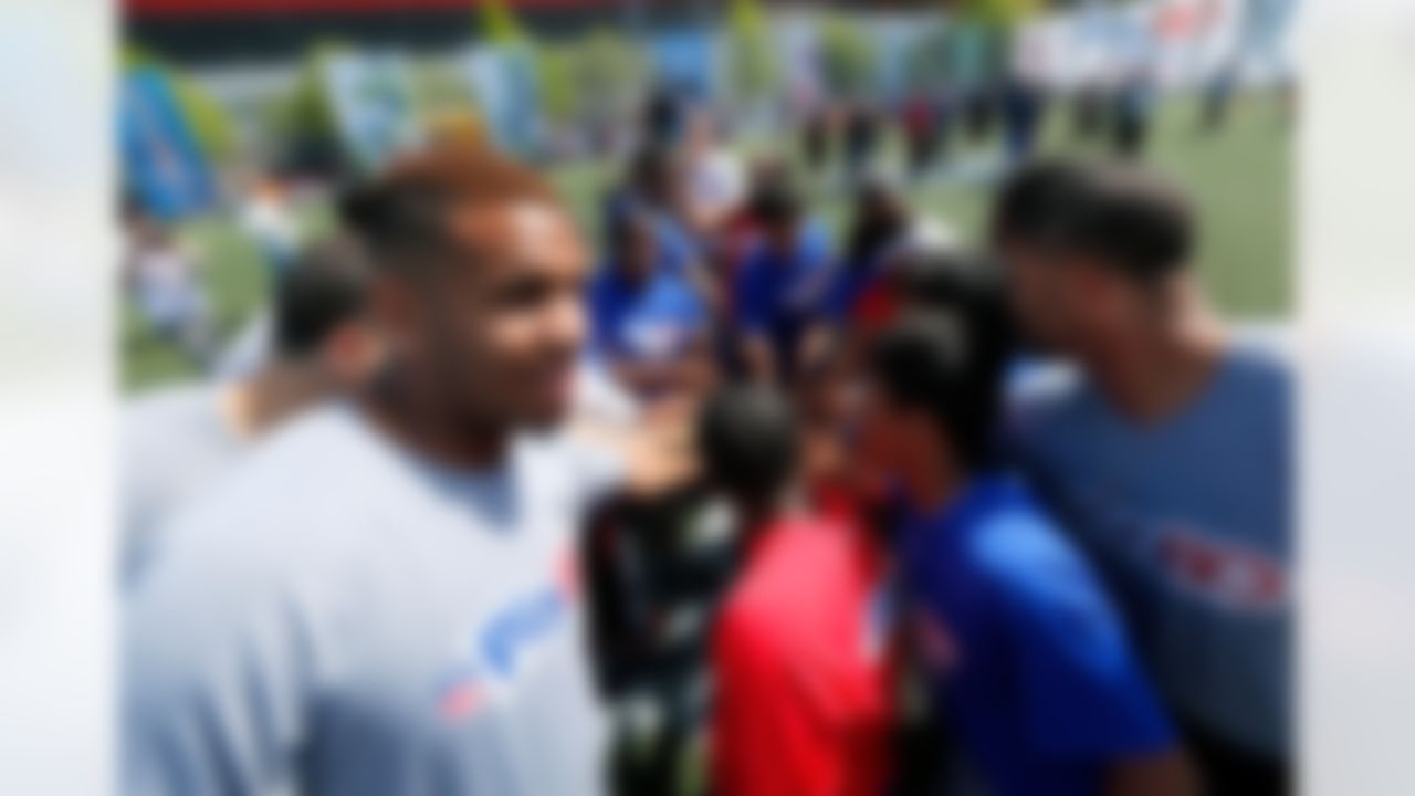 Eric Ebron leads the cheer during a NFL Play 60 event prior to the 2014 NFL Draft at Radio City Music Hall on May 8, 2014 in New York, NY.(Ben Liebenberg/NFL)