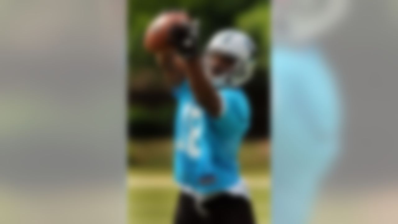 CHARLOTTE,NC- MAY 1: Rookie Jason Chery #18 of the Carolina Panthers catches some balls as he puts in some extra time after the minicamp practice at the team's practice facility on May 1, 2009 in Charlotte, North Carolina. (Photo by Steve Dykes/Getty Images)