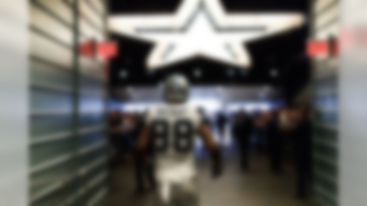 Dallas Cowboys wide receiver Dez Bryant (88) runs to the field prior to an NFL football game between the Dallas Cowboys and the Washington Redskins, Thursday, Nov. 30, 2017, in Arlington, Texas. The Cowboys defeated the Redskins, 38-14. (Ryan Kang/NFL)