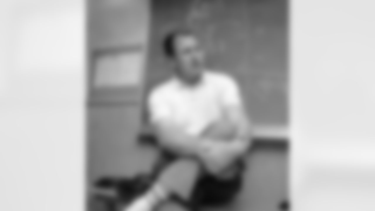 Jack Christiansen, appointed Head Coach of the 49ers, addresses sports writers at his first press conference, held at practice headquarters for the 49ers in Redwood City, Calif., Sept. 30, 1963. The 34-year-old Christiansen replaces former coach Red Hickey, who resigned earlier in the day. Christiansen has been an Assistant Coach for the 49ers for the past five years. (Associated Press)
