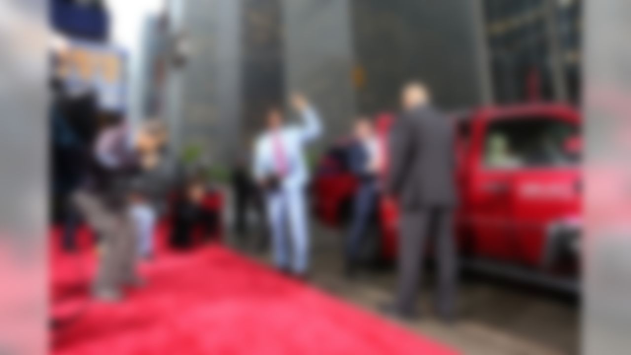 Robert Griffin III and Andrew Luck arrive on the red carpet before the 2012 NFL Draft at Radio City Music Hall on Wednesday, April 25, 2012 in New York, NY. (Ben Liebenberg/NFL)