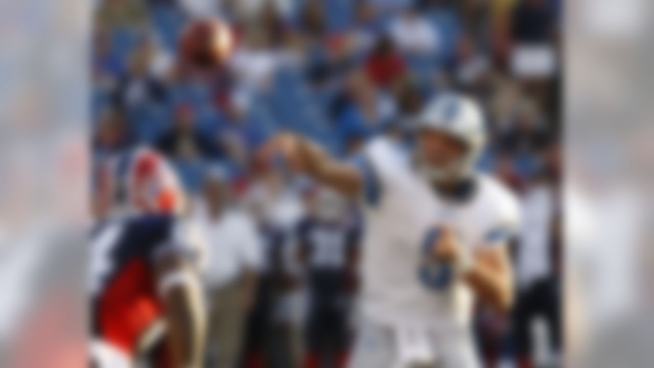 Detroit Lions' Matthew Stafford throws against the Buffalo Bills during the the first half of a preseason NFL football game at Ralph Wilson Stadium in Orchard Park, N.Y., Thursday, Sept. 3, 2009. (AP Photo/ David Duprey)