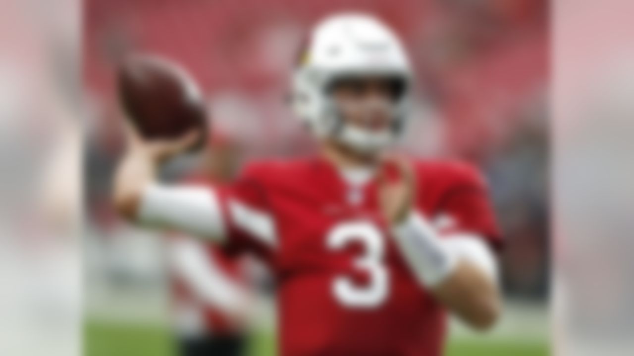 Arizona Cardinals quarterback Josh Rosen (3) warms up prior to an NFL football game against the San Francisco 49ers, Sunday, Oct. 28, 2018, in Glendale, Ariz. (AP Photo/Ralph Freso)