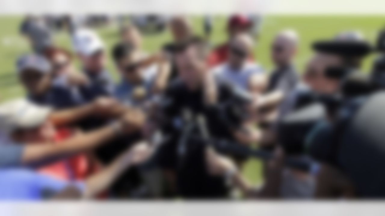 Houston Texans coach Gary Kubiak talks to reporters after a NFL football training camp practice Monday, Aug. 2, 2010 in Houston. (AP Photo/David J. Phillip)