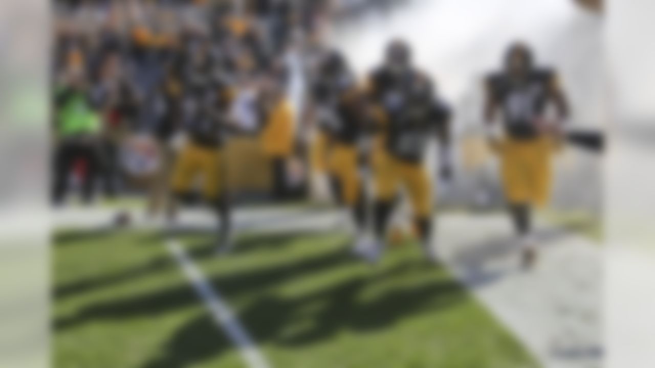 The Pittsburgh Steelers take the field at the introductions for an NFL football game against the Cleveland Browns, Sunday, Nov. 15, 2015, in Pittsburgh. (AP Photo/Gene J. Puskar)