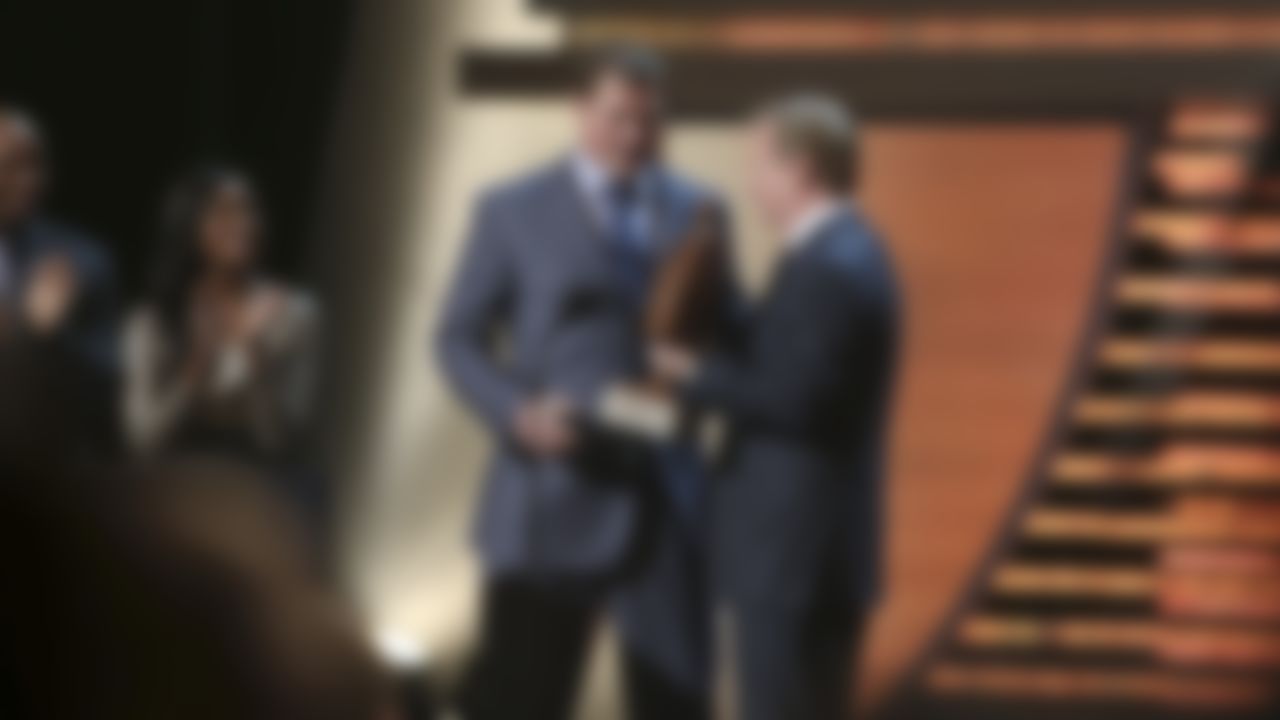 Commissioner Roger Goodell presents Dallas Cowboys tight end Jason Witten with the Walter Payton Man of the Year award onstage during the NFL Honors awards show at the Mahalia Jackson Theatre on Saturday, February 2, 2013 in New Orleans, LA.