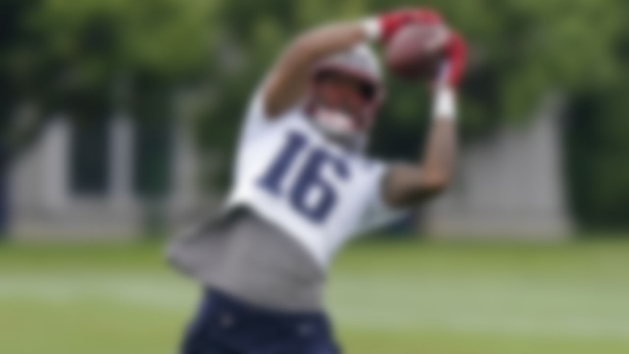 New England Patriots wide receiver Jakobi Meyers catches the ball during an NFL football minicamp practice, Tuesday, June 15, 2021, in Foxborough, Mass.