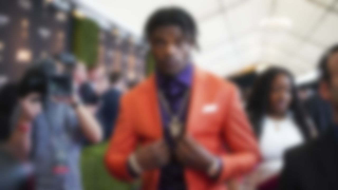 Baltimore Ravens quarterback Lamar Jackson on the red carpet before the 9th Annual NFL Honors at the Adrienne Arsht Center on Saturday, Feb. 1, 2020, in Miami.