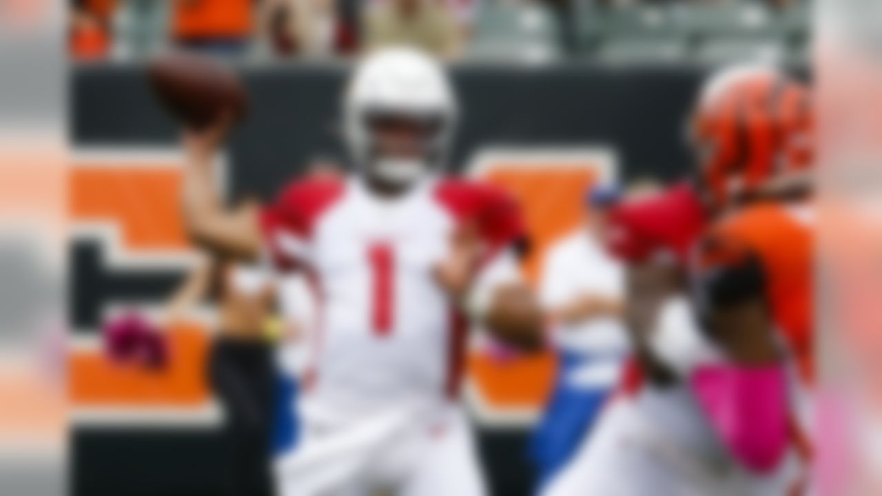 Arizona Cardinals quarterback Kyler Murray (1) passes in the first half of an NFL football game against the Cincinnati Bengals, Sunday, Oct. 6, 2019, in Cincinnati. (AP Photo/Frank Victores)