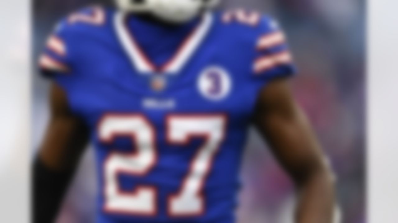 Buffalo Bills cornerback Tre'Davious White (27) wears a number 3 in support of safety Damar Hamlin (3) during practice before an NFL football game against the New England Patriots, Sunday, Jan. 8, 2023, in Orchard Park, N.Y. Hamlin remains hospitalized after suffering a catastrophic on-field collapse in the team's previous game against the Cincinnati Bengals.